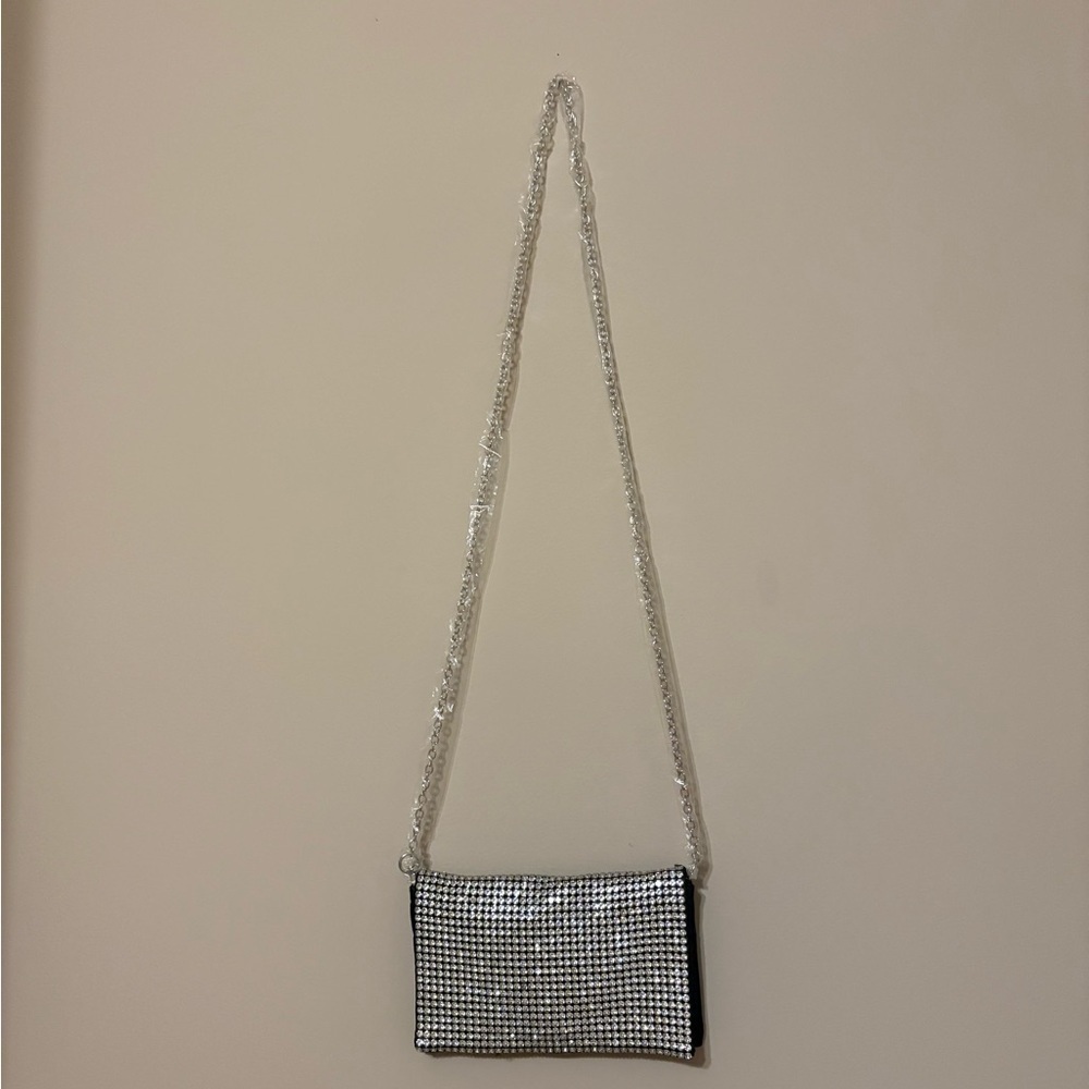 Amber Sceats Stella Black Crystal Clutch Bag w/ Chain Strap Formal - Picture 4 of 5